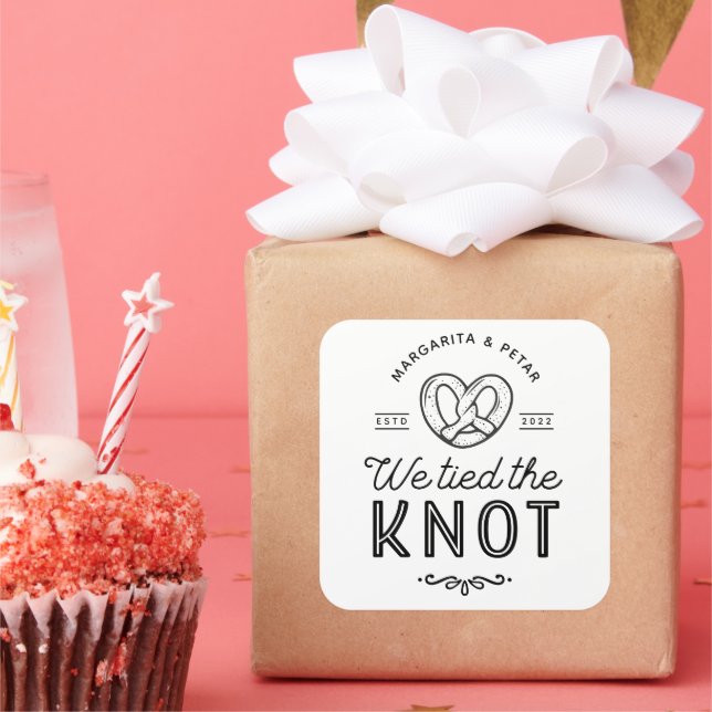 Adesivo Quadrado Casamento Favor Bolsas Pretzel Bolsas Nós Ligamos  (Festa)