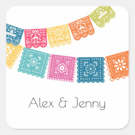 Adesivo Quadrado Casamento - Favor Casamento Papel Picado