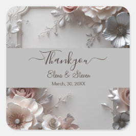 Adesivo Quadrado Casamento Floral 3D Rustic Elegant