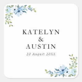 Adesivo Quadrado casamento floral azul claro