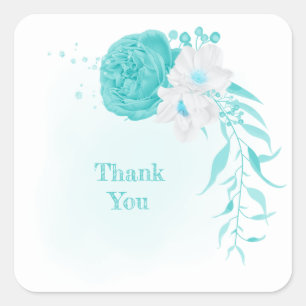 Adesivo Quadrado casamento floral branco de turquesa