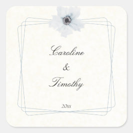 Adesivo Quadrado Casamento Floral com Anemone Geométrico Chic