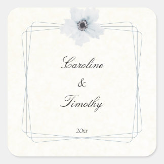 Adesivo Quadrado Casamento Floral com Anemone Geométrico Chic