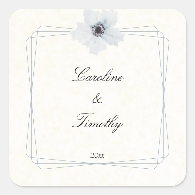 Adesivo Quadrado Casamento Floral com Anemone Geométrico Chic (Frente)