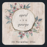 Adesivo Quadrado Casamento Floral de Eucalipto Rosa Selvagem de Mad<br><div class="desc">Se precisar de mais personalização,  por favor,  sinta-se à vontade para me enviar uma mensagem para yellowfebstudio@gmail.com.</div>