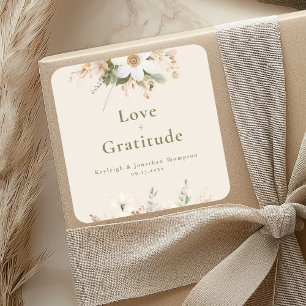 Adesivo Quadrado Casamento Floral de Modern Beige Watercolor