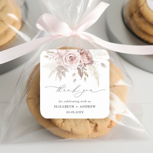 Adesivo Quadrado Casamento Floral de Rosa cor-de-rosa-rosa-penteado