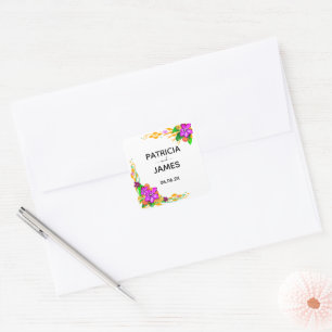 Adesivo Quadrado Casamento Floral Elegante, Mágico e Negrito