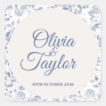 Casamento Floral em Aquarela Azul Desbotado