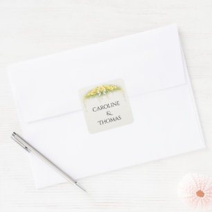 Adesivo Quadrado Casamento Floral Romântico Amarelo Canário de Free