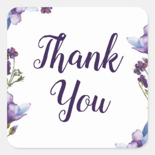 Adesivo Quadrado Casamento Floral Roxo das Flores de primavera