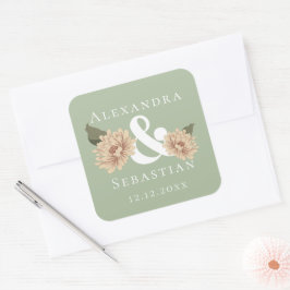 Adesivo Quadrado Casamento Floral Simples Elegante Salvar A Data