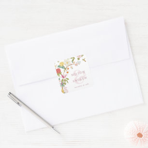 Adesivo Quadrado Casamento Floral Vintage