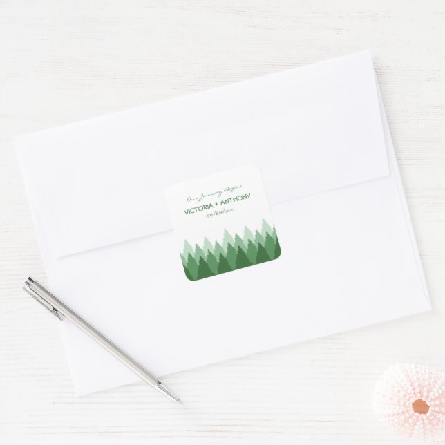 Adesivo Quadrado Casamento Floresta Verde (Envelope)