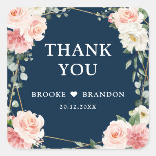 Adesivo Quadrado Casamento Geométrico Botânico do Marinho Floral Co