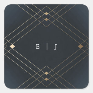 Adesivo Quadrado Casamento Geométrico Deco Gatsby do Marinho Diamo