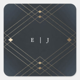 Adesivo Quadrado Casamento Geométrico Deco Gatsby do Marinho Diamon