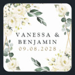 Adesivo Quadrado Casamento Geométrico Floral Dourado Elegante<br><div class="desc">Design apresenta uma elegante imagem geométrica dourada colorida, decorada com flores de aquarela em tons neutros, como - branco, marfim, champanhe e muito mais. Os elementos florais consistem em rosas, peões, hidrangea e hálito de bebê. Esta modelo moderna também apresenta verde, eucalipto, elementos folares e mais para um olhar muito...</div>