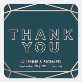 Adesivo Quadrado Casamento Geométrico Gemstone Obrigado Stickers