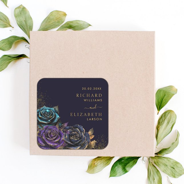 Adesivo Quadrado Casamento Glitter Rosa Gótico Escuro (Criador carregado)