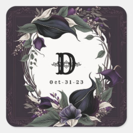 Adesivo Quadrado Casamento Gótico Elegante Monograma