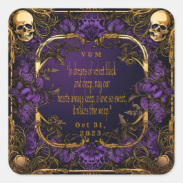 Adesivo Quadrado Casamento Gótico Elegante Monograma de Amor Ortogr