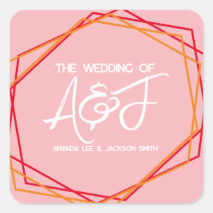 Adesivo Quadrado Casamento Laranja Rosa Brilho Rosa Vermelho Nascer