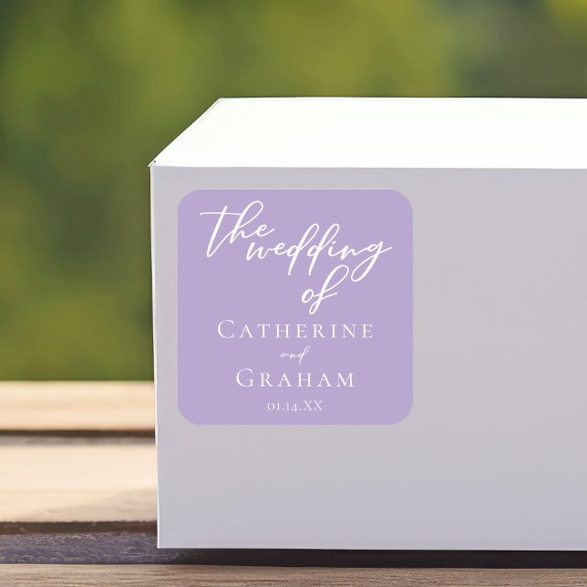 Adesivo Quadrado Casamento Lilac Purple White (Criador carregado)