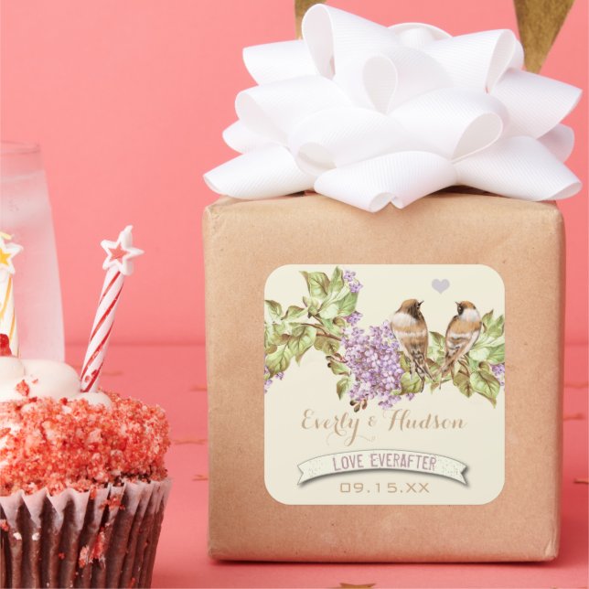 Adesivo Quadrado Casamento Lilac Roxo (Festa)