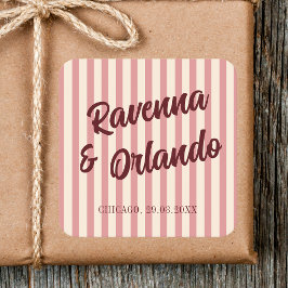 Adesivo Quadrado Casamento Listras Rosa Bege Borgonha Retro