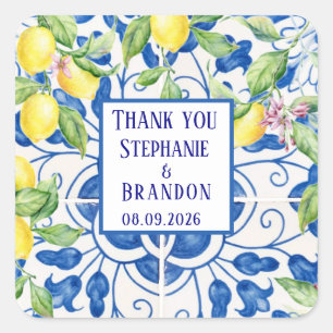 Adesivo Quadrado Casamento mediterrânico dos Azulejos Limões