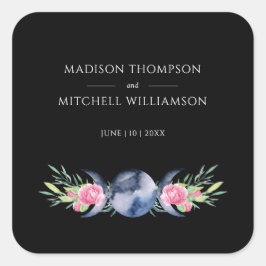 Adesivo Quadrado Casamento Metafísico Floral de Rosas Rosa de Fase 