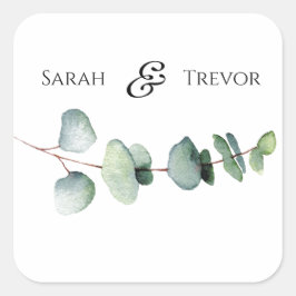 Adesivo Quadrado Casamento Minimalista Elegante Eucalyptus Greenery