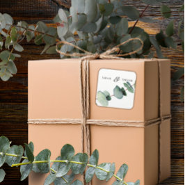 Adesivo Quadrado Casamento Minimalista Elegante Eucalyptus Greenery