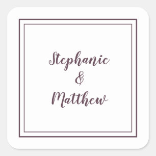 Adesivo Quadrado Casamento Minimalista Favor Moderno Agradecimento 