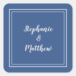 Adesivo Quadrado Casamento Minimalista Favor Moderno Azul Agradecim