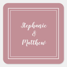 Adesivo Quadrado Casamento Minimalista Favor Moderno Rosa Po dusty