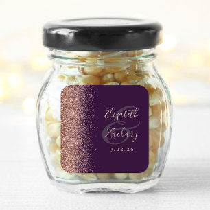 Adesivo Quadrado Casamento Moderno com Brilho em Dourado Rosa e Rox