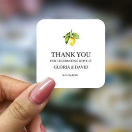 Adesivo Quadrado Casamento Moderno com Limão Amarelo