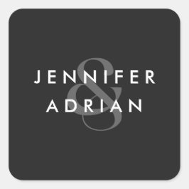 Adesivo Quadrado Casamento Moderno Elegante Mínimo Eerie Black