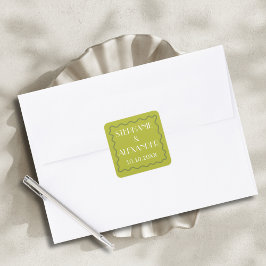 Adesivo Quadrado Casamento Moderno Retro Vibrante Ousado Verde Cítr