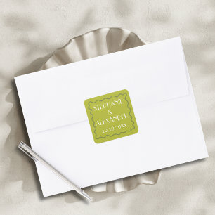 Adesivo Quadrado Casamento Moderno Retro Vibrante Ousado Verde Cítr