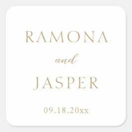 Adesivo Quadrado Casamento Moderno Simples Dourado em Negrito