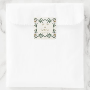 Adesivo Quadrado Casamento Muçulmano Floral Branco