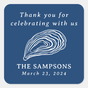 Adesivo Quadrado Casamento Náutico De Ostras - Obrigado