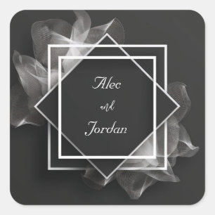 Adesivo Quadrado Casamento Negra Elegante das Camadas de Malha do e