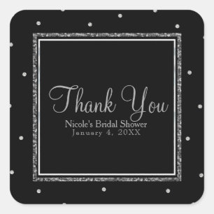 Adesivo Quadrado Casamento no inverno Glam Silver e White Dots Part