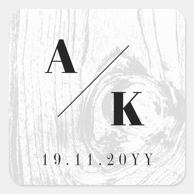 Adesivo Quadrado Casamento no inverno Quic de Textura de Madeira Rú (Frente)