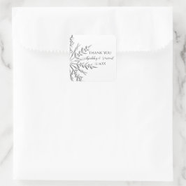 Adesivo Quadrado Casamento no inverno Snowflake Obrigado Marca Favo