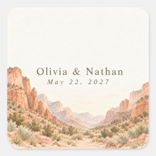 Adesivo Quadrado Casamento no Zion National Park Canyon